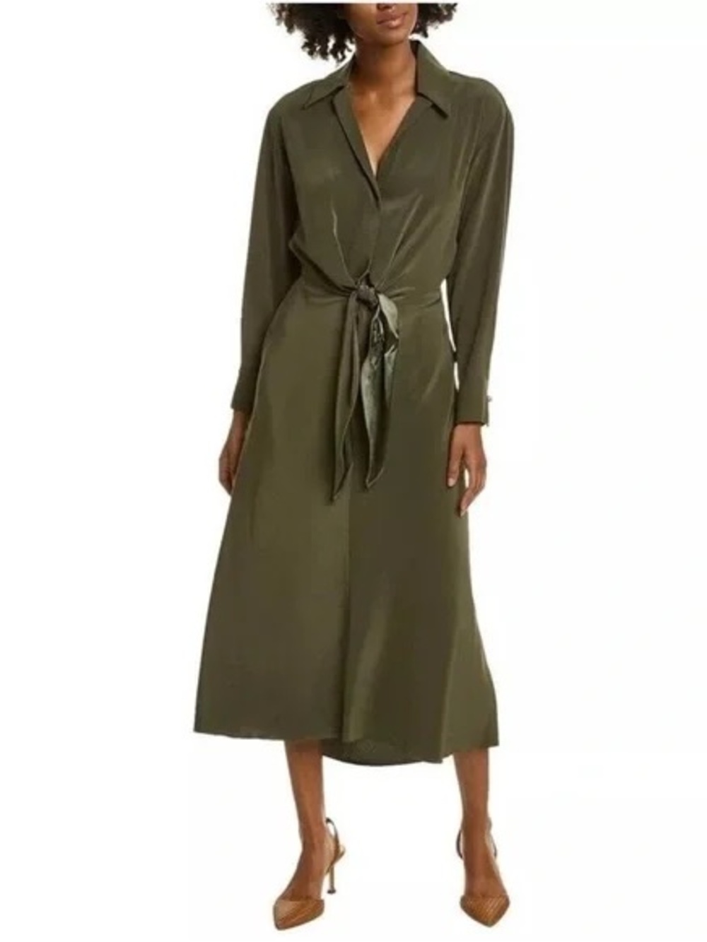 Vince Draped Front V Neck Tie‎ Waist Dress Sz M (TXA984)
